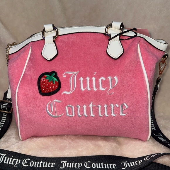 Y2K Juicy Couture Sweet n Juicy Terry Cloth Tote Bag Strawberry Patch Decal NWT - Picture 2 of 14